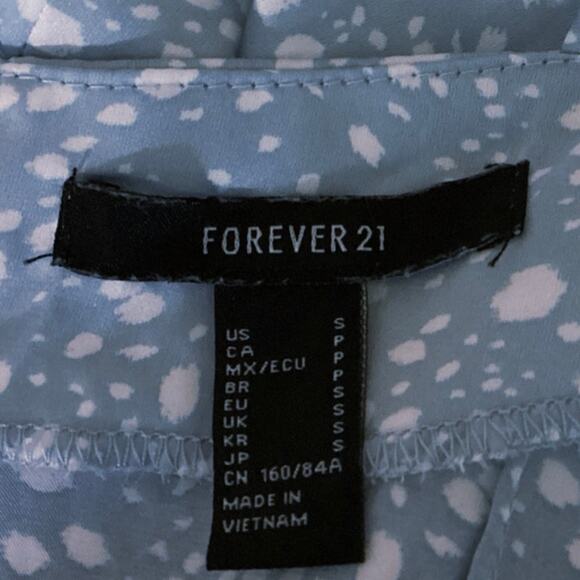 Forever 21 Blue Polka Dot Silk Satin Cowl Neck Midi Slip Cami Camisole Dress - Picture 4 of 5